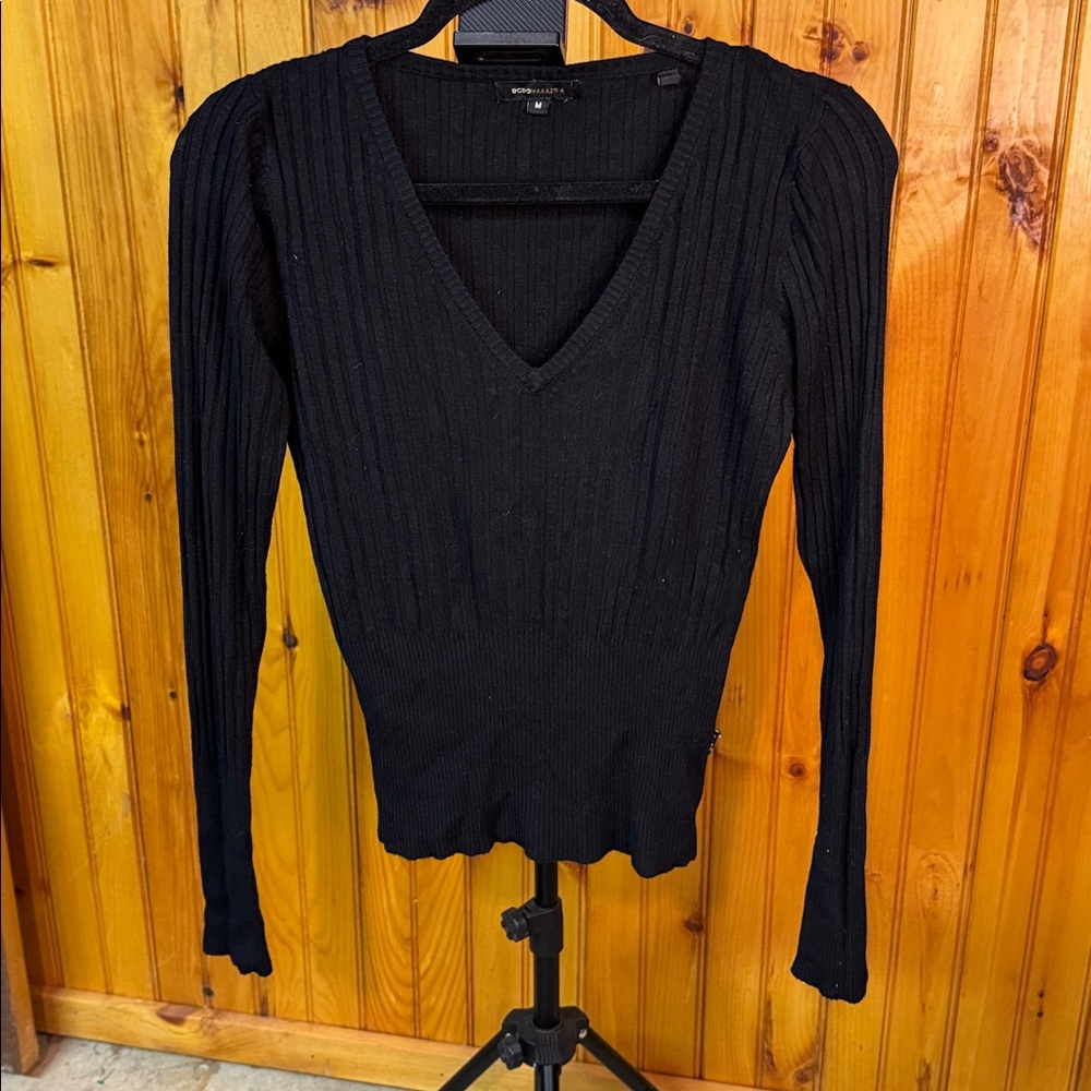 BCBG Maxazria Silk Blend V Neck Sweater